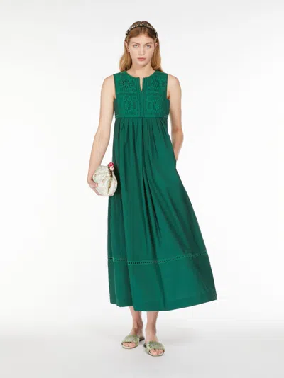 Max Mara Sleeveless Cotton-blend Dress In Green