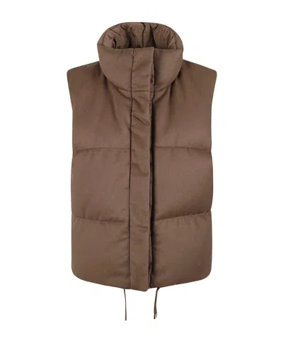 Max Mara Sleeveless Cotton Coat In Brown