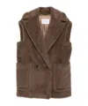 Max Mara Oversized Sleeveless Faux Fur Vest In Brown