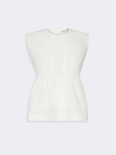 Max Mara Sleeveless Cotton Poplin Blouse In White