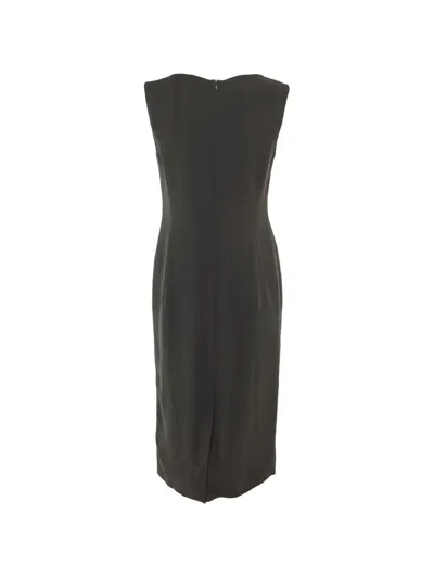 Pre-owned Max Mara Sleeveless Crepe Mid Dress In Gray