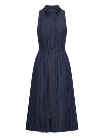 Max Mara Sleeveless Denim Dress In Blue