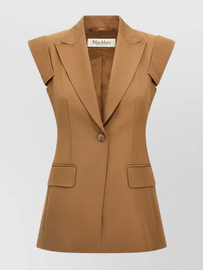Max Mara Sleeveless Design Tailored Blazer In Brown