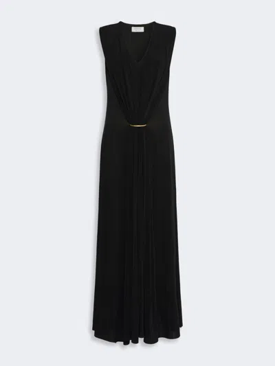 Max Mara Sleeveless Draped Viscose Jersey Dress In Black