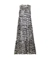 Max Mara Zebra Printed Crewneck Sleeveless Dress In Black