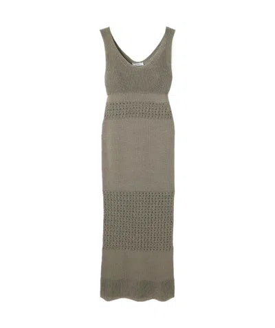 Max Mara Valois Crocheted Cotton-blend Midi Dress In Gray