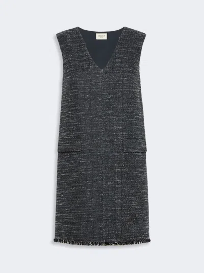 Max Mara Sleeveless Dress In Jersey Bouclé In Gray