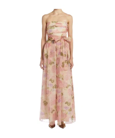 MAX MARA PATTERNED ORGANZA BUSTIER DRESS