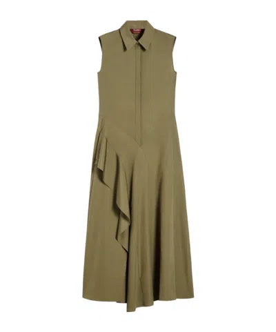 Max Mara Studio Keras Ruffled Sleeveless Dress In Green