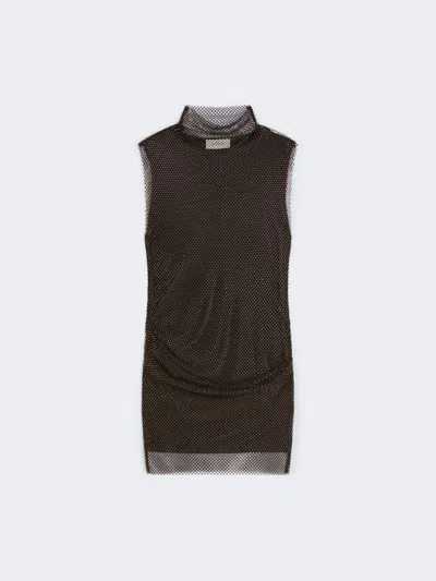 Max Mara Sleeveless Dress With Rhinestones In Black