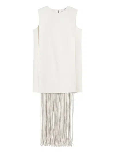 Max Mara Sleeveless Fringe Midi Dress In Gray