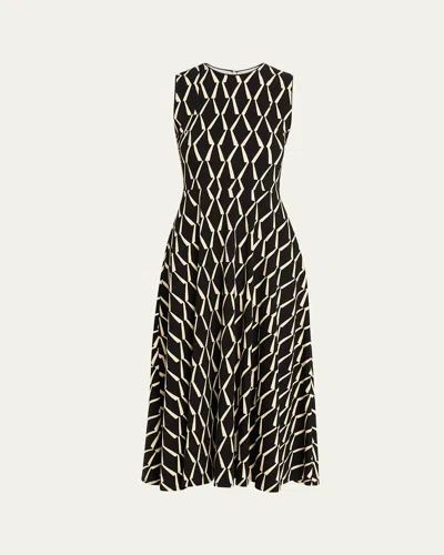 MAX MARA SLEEVELESS GEOMETRIC-PRINT JERSEY MIDI DRESS