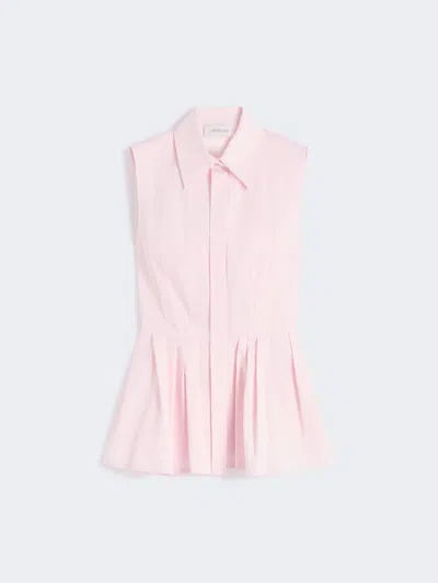 Max Mara Sleeveless Heavy Cotton Canvas Shirt In Neutral
