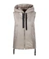 Max Mara Hooded Sleeveless Vest With Shiny Exterior And Relaxed Silhouette In Gold