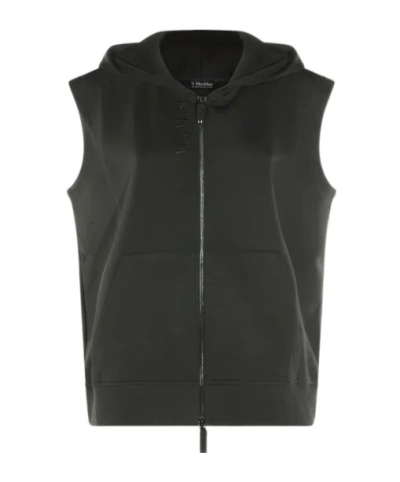 Max Mara Sleeveless Hooded Knitwear In Black