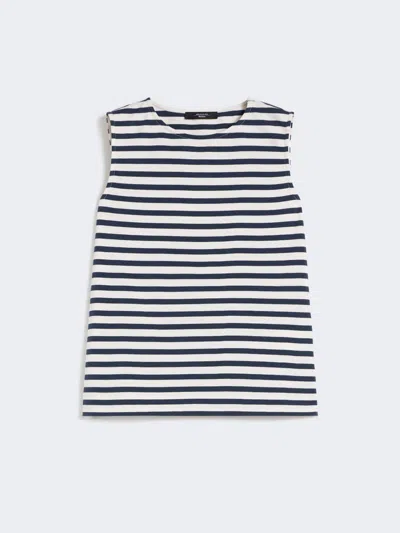 Max Mara Sleeveless Interlock Jersey Top In Blue
