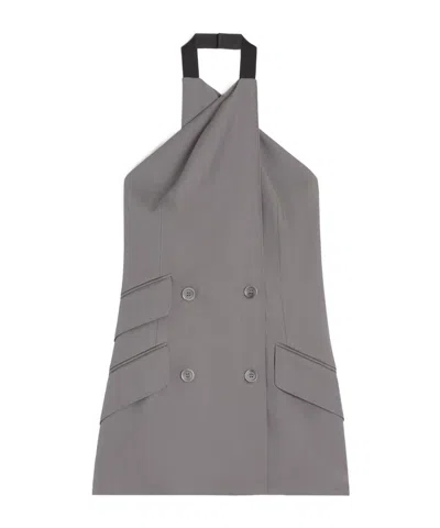 Max Mara Cali Wool-twill Halterneck Blouse In Gray