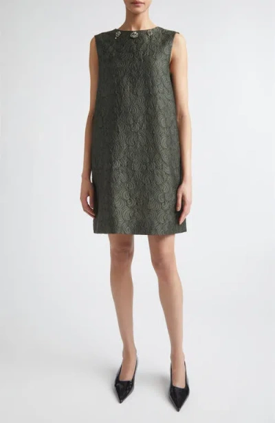 Max Mara Sleeveless Jacquard Shift Dress In Green