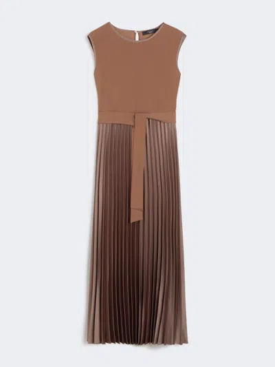 Max Mara Sleeveless Jersey Dress In Brown