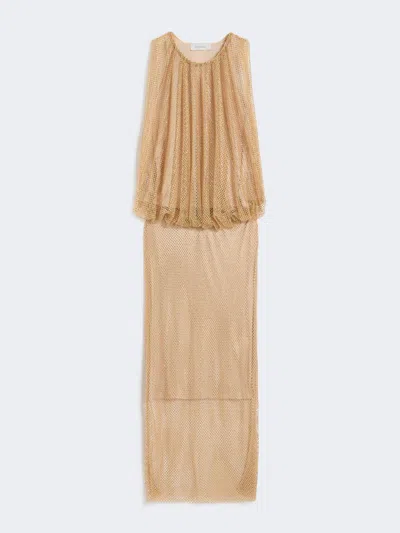 Max Mara Sleeveless Jersey Dress With Crystals In Neutral