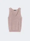 Max Mara Sleeveless Jumper With Sequins In Pink