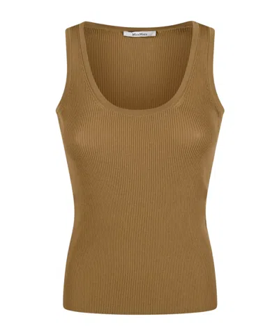 Max Mara Sleeveless Knit Top In Brown