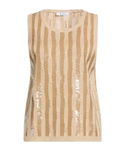 Max Mara Sleeveless Knit Top In Nude