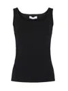 Max Mara Fitted Black Tank Top With Embossed Branding In Black
