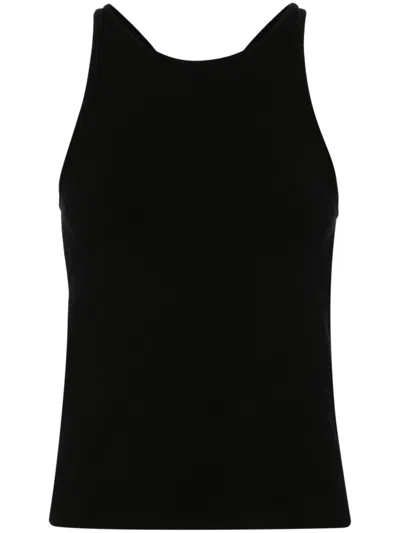Max Mara Simple Round Neck Sleeveless Knit Top In Black