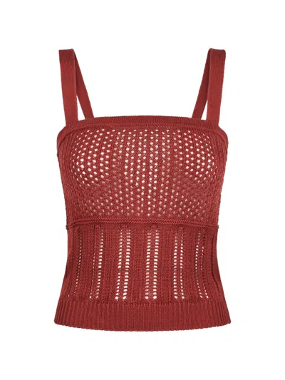 Max Mara Sleeveless Knitted Top In Brown