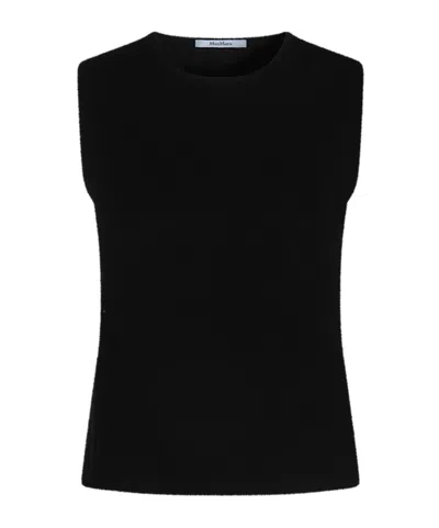 Max Mara Sleeveless Knitted Vest In Black