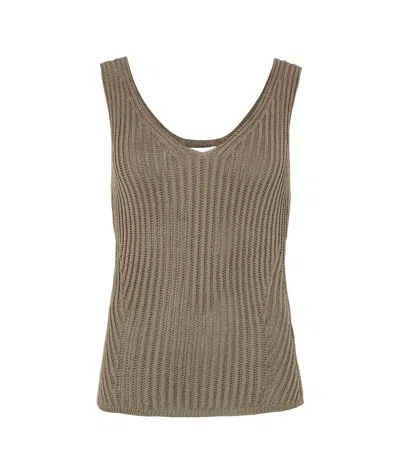 Max Mara Sleeveless Knitted Vest In Beige