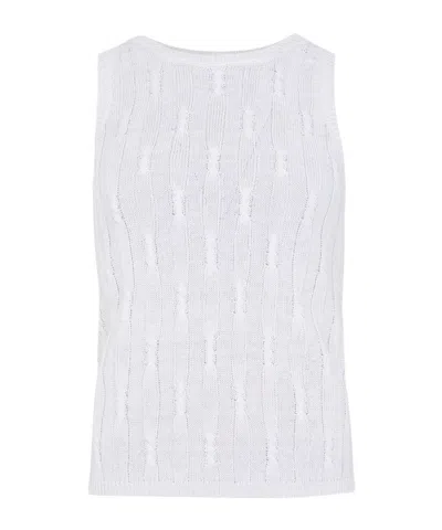 Max Mara Venusia Linen Knitted Tank Top In White