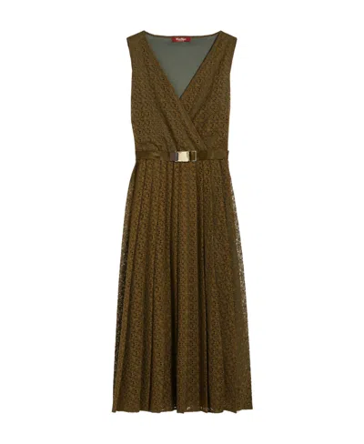 Max Mara Sleeveless Lace Dress In Green