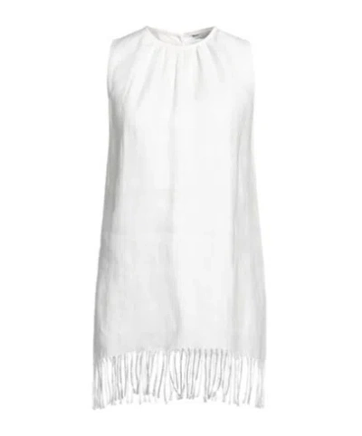 Max Mara Sleeveless Linen Jacket In White