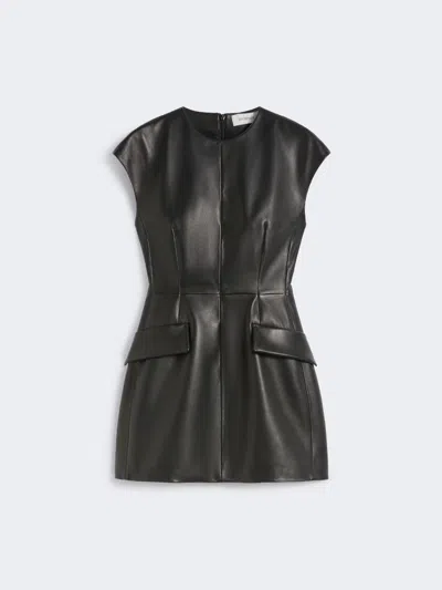 Max Mara Sleeveless Nappa Leather Dress In Black