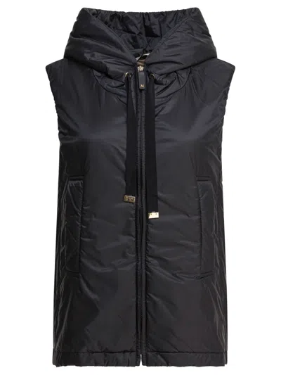 Max Mara Sleeveless Padded Jacket With High Collar In Black
