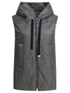Max Mara Sleeveless Anthracite Jacket With Hood And Quilted Texture In Gray