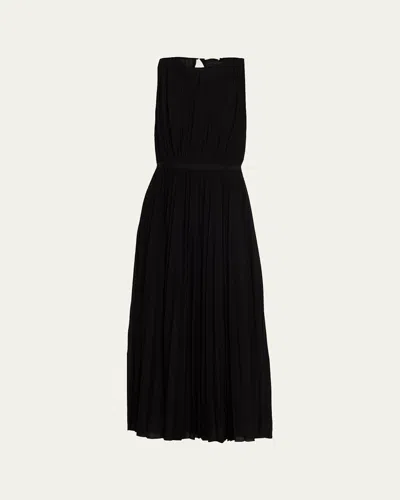 Max Mara Sleeveless Plisse Midi Dress In Black