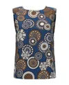 Max Mara Reversible Geometric Pattern Top In Blue