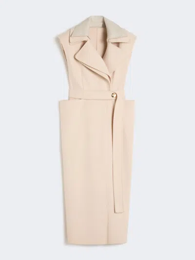 Max Mara Sleeveless Pure Double Wool Coat In Neutral