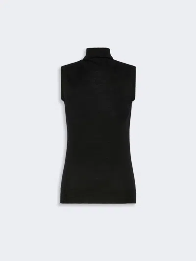 Max Mara Sleeveless Pure Wool Sweater In Black