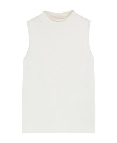 Max Mara Sleeveless Round Collar Vest In White