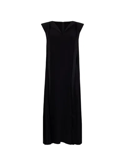 Max Mara Sleeveless Satin Dress In Black