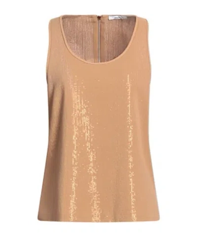 Max Mara Sleeveless Sequin Top In Nude