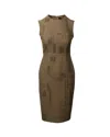 MAX MARA SLEEVELESS SHEATH DRESS IN BROWN WOOL
