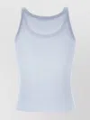 Max Mara Sleeveless Silk Ribbed Top With Scoop Neck