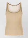 Max Mara Sleeveless Silk Ribbed Top With Scoop Neckline