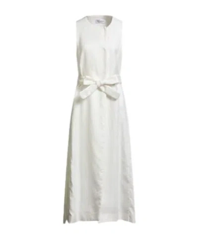 Max Mara Sleeveless Single-breasted Dress In White