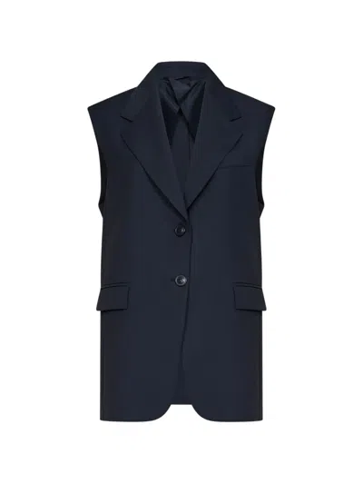 Max Mara Sleeveless Single-breasted Gilet In 블루